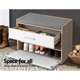 Artiss Shoe Cabinet Bench Shoes Storage Organiser Rack Fabric Seat Wooden Cupboard Up to 8 pairs