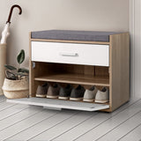 Artiss Shoe Cabinet Bench Shoes Storage Organiser Rack Fabric Seat Wooden Cupboard Up to 8 pairs