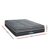 Giselle 35CM QUEEN Mattress Bed 7 Zone Dual Euro Top Pocket Spring Medium Firm