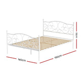 Artiss Bed Frame Metal Bed Base Double Size Platform Foundation White GROA