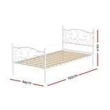 Artiss Bed Frame Metal Bed Base Single Size Platform Foundation White GROA