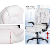 8 Point PU Leather Reclining Massage Chair - White