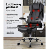 8 Point PU Leather Massage Chair - Black