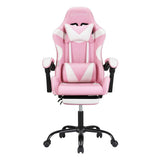 Artiss 2 Point Massage Gaming Office Chair Footrest Pink