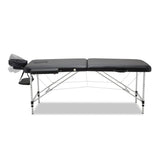 Zenses 2 Fold Portable Aluminium Massage Table Massage Bed Beauty Therapy Black 55cm