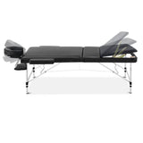 Zenses 3 Fold Portable Aluminium Massage Table - Black