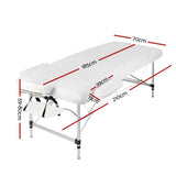 Zenses 70cm Wide Portable Aluminium Massage Table 3 Fold Treatment Beauty Therapy White