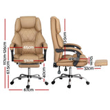 Artiss Executive Office Chair Leather Footrest Espresso