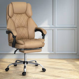 Artiss Executive Office Chair Leather Footrest Espresso