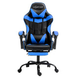 Artiss Office Chair Leather Gaming Chairs Footrest Recliner Study Work Blue