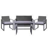 Gardeon 4PC Outdoor Furniture Patio Table Chair Black