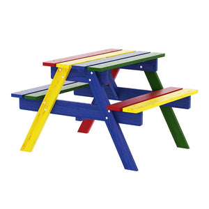 Keezi Kids Outdoor Table and Chairs Picnic Bench Seat Umbrella Colourful Wooden