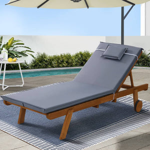 Gardeon Sun Lounge Wicker Lounger Day Bed Wheel Patio Outdoor Setting Furniture