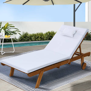 Gardeon Sun Lounge Wicker Lounger Day Bed Wheel Patio Outdoor Setting Furniture