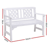 Gardeon Wooden Garden Bench 2 Seat Patio Furniture Timber Outdoor Lounge Chair White