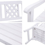 Gardeon Wooden Garden Bench 2 Seat Patio Furniture Timber Outdoor Lounge Chair White