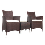 Gardeon 3pc Bistro Wicker Outdoor Furniture Set Brown