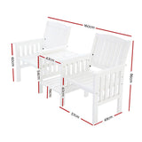 Gardeon Garden Bench Chair Table Loveseat Wooden Outdoor Furniture Patio Park White