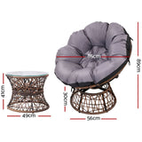 Gardeon Outdoor Papasan Chairs Table Lounge Setting Patio Furniture Wicker Brown