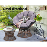 Gardeon Outdoor Papasan Chairs Table Lounge Setting Patio Furniture Wicker Brown