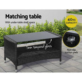 Gardeon 4 Piece Outdoor Dining Set Furniture Lounge Setting Table Chairs Black