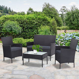 Gardeon 4-piece Outdoor Lounge Setting Wicker Patio Furniture Dining Set Grey