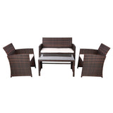 Gardeon Set of 4 Outdoor Lounge Setting Rattan Patio Wicker Dining Set Brown