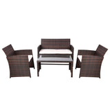 Gardeon Rattan Furniture Outdoor Lounge Setting Wicker Dining Set w/Storage Cover Brown