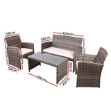 Gardeon Rattan Furniture Outdoor Lounge Setting Wicker Dining Set w/Storage Cover Mixed Grey