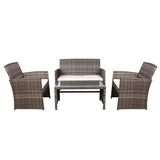 Gardeon Rattan Furniture Outdoor Lounge Setting Wicker Dining Set w/Storage Cover Mixed Grey