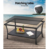 Gardeon 4 PCS Outdoor Furniture Lounge Setting Wicker Dining Set Grey