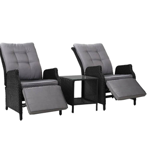 Gardeon Recliner Chairs Sun lounge Setting Outdoor Furniture Patio Wicker Sofa