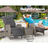 Gardeon Recliner Chairs Outdoor Sun lounge Setting Patio Furniture Wicker Sofa