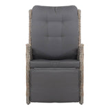 Gardeon Set of 2 Recliner Chairs Sun lounge Outdoor Furniture Setting Patio Wicker Sofa Grey