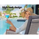 Gardeon Outdoor Setting Recliner Chair Table Set Wicker lounge Patio Furniture Grey