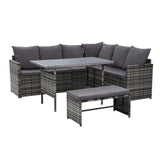 Gardeon Outdoor Furniture Dining Setting Sofa Set Wicker 8 Seater Storage Cover Mixed Grey