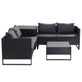 Gardeon Outdoor Sofa Furniture Garden Couch Lounge Set Wicker Table Chair Black