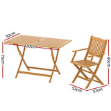 Gardeon 7PCS Dining Set Garden Dinner Chairs Table Patio Foldable Acacia Wood