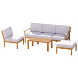 Gardeon Outdoor Sofa Set 5-Seater Acacia Wood Lounge Setting Garden Table Chairs