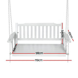 Gardeon Porch Swing Chair with Chain Garden Bench Outdoor Furniture Wooden White