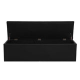 Artiss Storage Ottoman Blanket Box Black LARGE Leather Rest Chest Toy Foot Stool