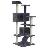 i.Pet Cat Tree 134cm Trees Scratching Post Scratcher Tower Condo House Furniture Wood Grey