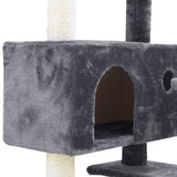 i.Pet Cat Tree 134cm Trees Scratching Post Scratcher Tower Condo House Furniture Wood Grey