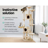 i.Pet Cat Tree 203cm Trees Scratching Post Scratcher Tower Condo House Furniture Wood Beige