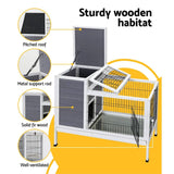 i.Pet Rabbit Hutch Chicken Coop Wooden Ferret Cage Habitat House Outdoor Large