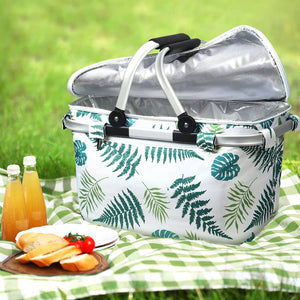 Alfresco Folding Picnic Bag Basket Hamper Camping Hiking Insulated Lunch Cooler