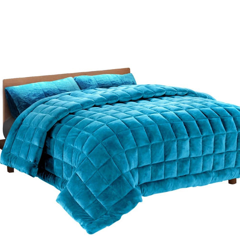 Giselle Bedding Faux Mink Quilt Queen Size Teal