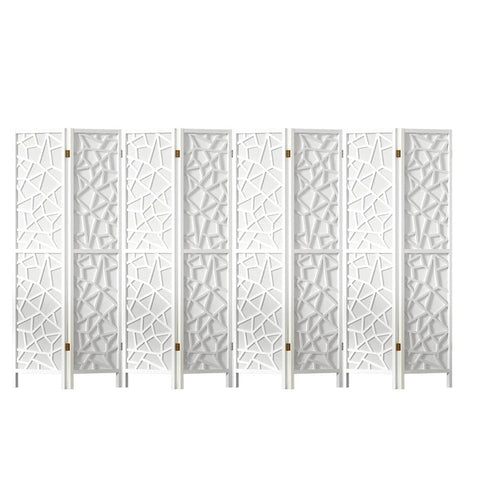 Artiss Clover Room Divider Screen Privacy Wood Dividers Stand 8 Panel White