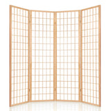 Artiss Room Divider Screen Wood Timber Dividers Fold Stand Wide Beige 4 Panel