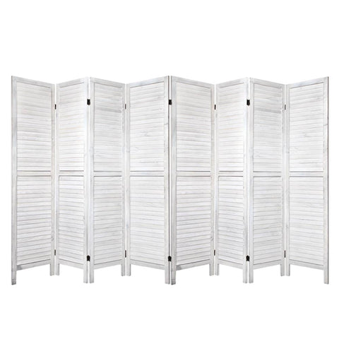 Artiss Room Divider Screen 8 Panel Privacy Wood Dividers Stand Bed Timber White